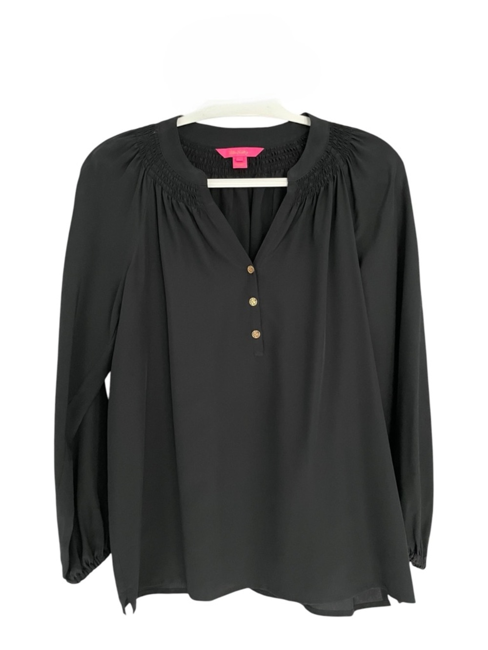 Lilly Pulitzer Black Elsa Silk Top Size S